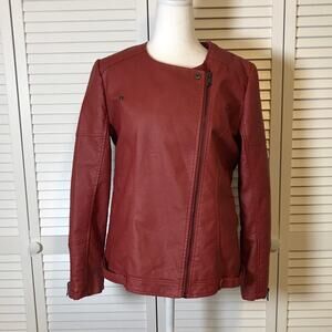 Signature Studio Red Faux Leather Long Sleeve Jacket M